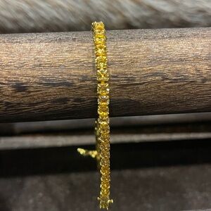 🌟 Gold with yellow champagne stones Tennis Bracelet 7”